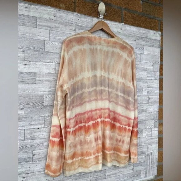 Allsaints Marea Tie Dye Cardigan Sweater Merino Wool Rainbow Pink Cream New M - Picture 10 of 16